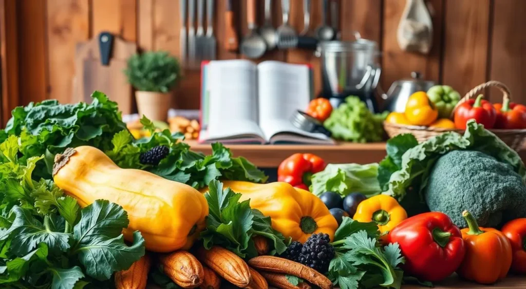 A rustic bowl of roasted butternut squash seasoned with herbs, placed on a wooden table in warm natural lighting.