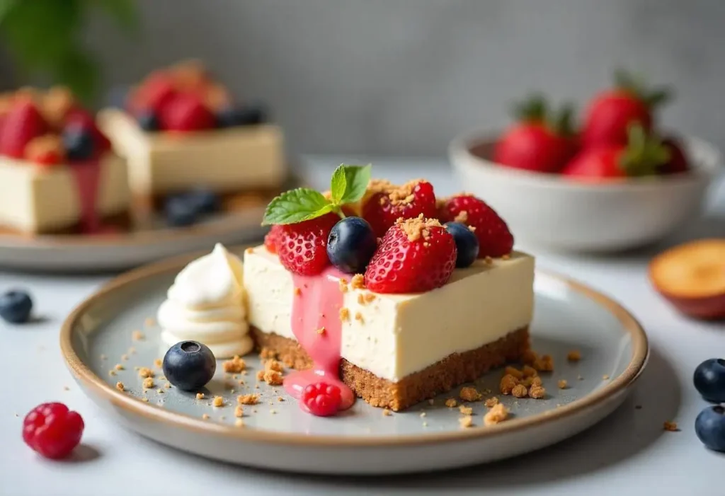 Gestational Diabetes-Friendly Desserts: Low-Carb, Healthy Sweet Treats for Pregnancy 1 A collection of gestational diabetes-friendly desserts, including chocolate avocado mousse, Greek yogurt berry parfaits, chia seed pudding, almond flour cookies, and fruit-based desserts like cinnamon baked apples and berry crumbles.