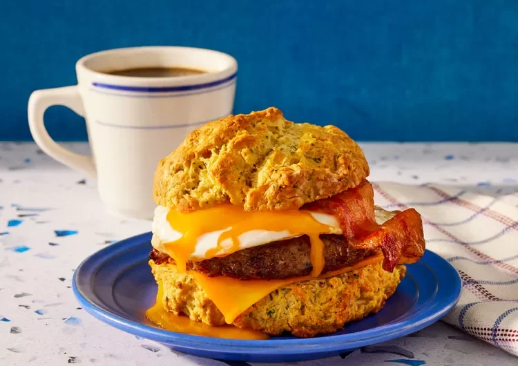 Meat Lovers Cheddar Biscuit Breakfast Sandwich Recipe