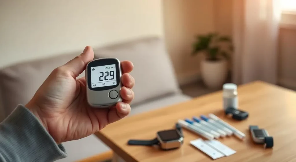 Lunch Recipes for Type 2 Diabetics UK: Quick, Healthy & Delicious Ideas 1 A woman monitoring her blood sugar levels using a glucose meter.
Diabetic-friendly lunch options for Type 2 diabetics in the UK, including low-carb Ploughman’s lunch, healthy fish and chips, protein-packed salads, and soups