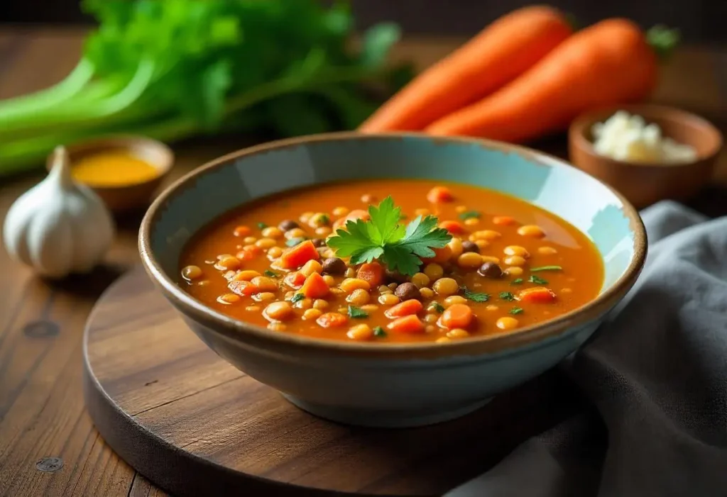 Vegan lentil soup for blood sugar control