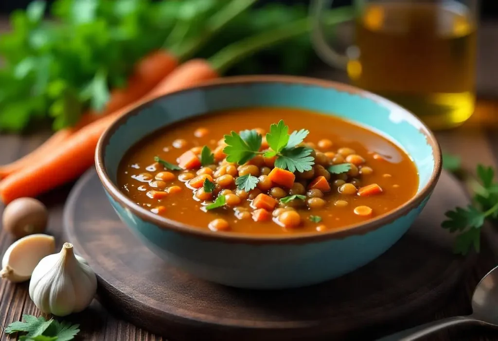 Vegan diabetic lentil soup for blood sugar control