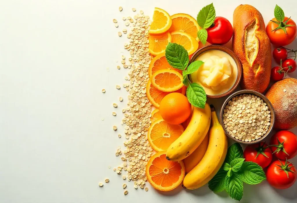 Low and high glycemic index foods visually compared in a clean, infographic-style layout.