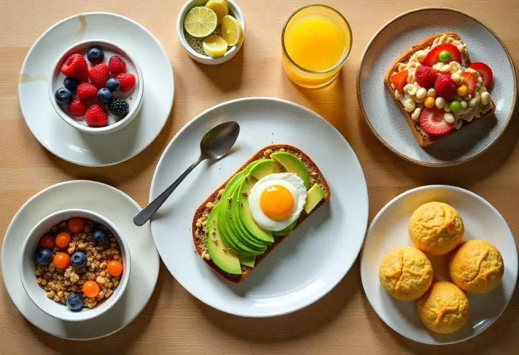 iabetic-friendly breakfast ideas including Greek yogurt, avocado toast, chia pudding, and more