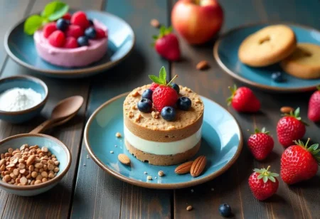 Diabetic-friendly desserts arranged on a rustic table