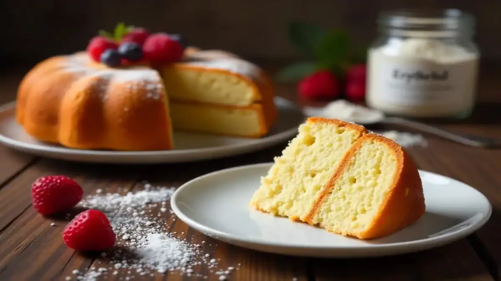 Sugar-free almond and coconut flour cake for diabetics