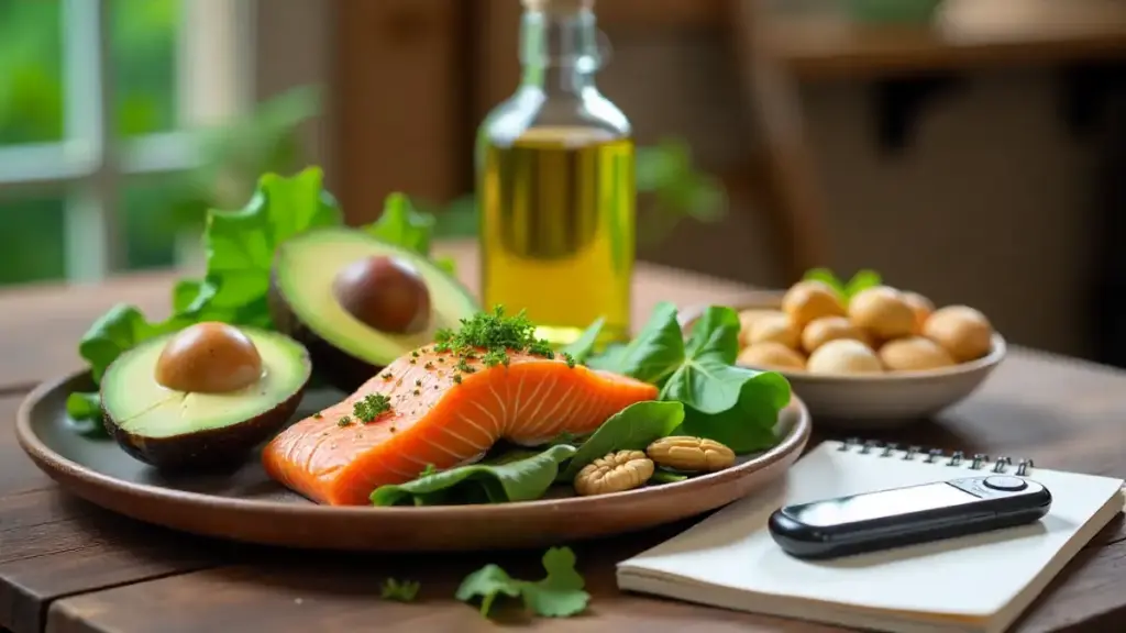 Can Keto Really Reverse Type 2 Diabetes? A Nutrition Specialist’s Balanced Guide to the Benefits and Risks Ketogenic foods for diabetes management arranged on a kitchen table.